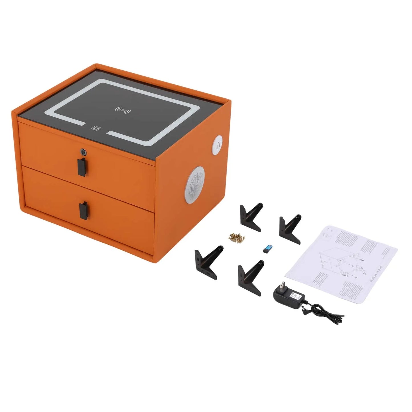 Smart Bedside Table with Bluetooth Speaker USB Wireless Charging and Light