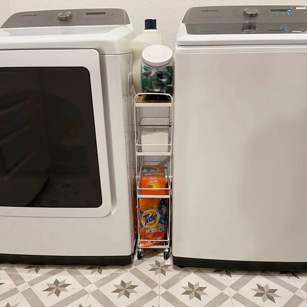 Compact 4 Tier Rolling Cart Metal Utility Storage Cart with Wheels