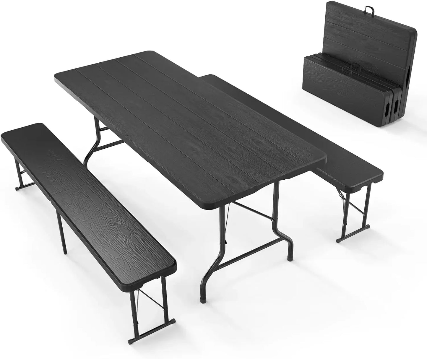 3-Piece Folding Picnic Table Set with 2 Benches for Outdoor Use