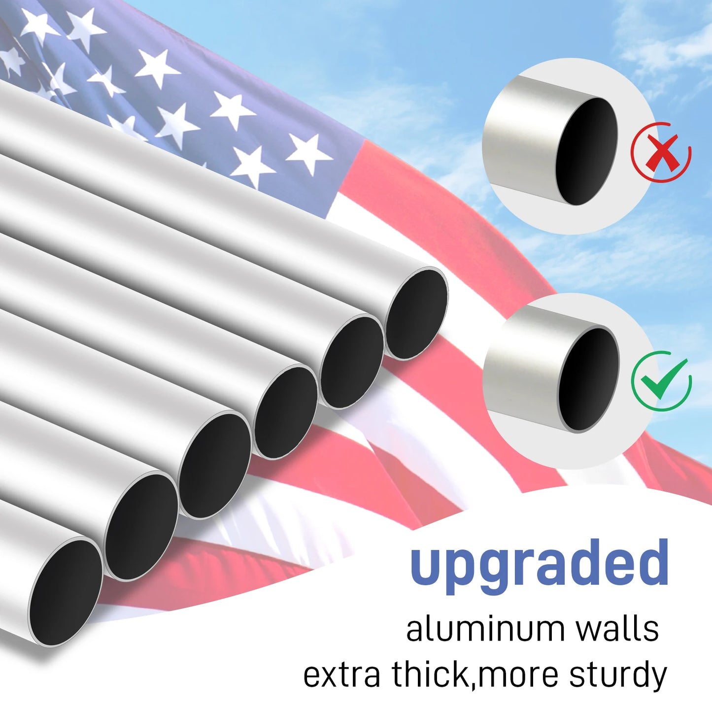 30FT Aluminum Flag Pole Kit with 5x3 US Flag for Outdoor Display