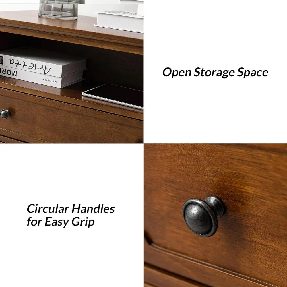 Farmhouse Nightstand Set of 2 with Charging Station USB Ports and Outlets