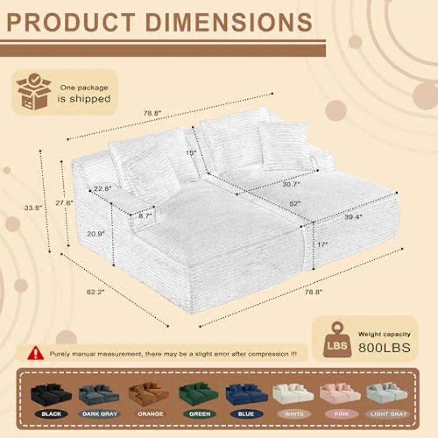 Ljustra 67 D Boneless Couch Oversized Comfy Lounge Chair Indoor Armrests