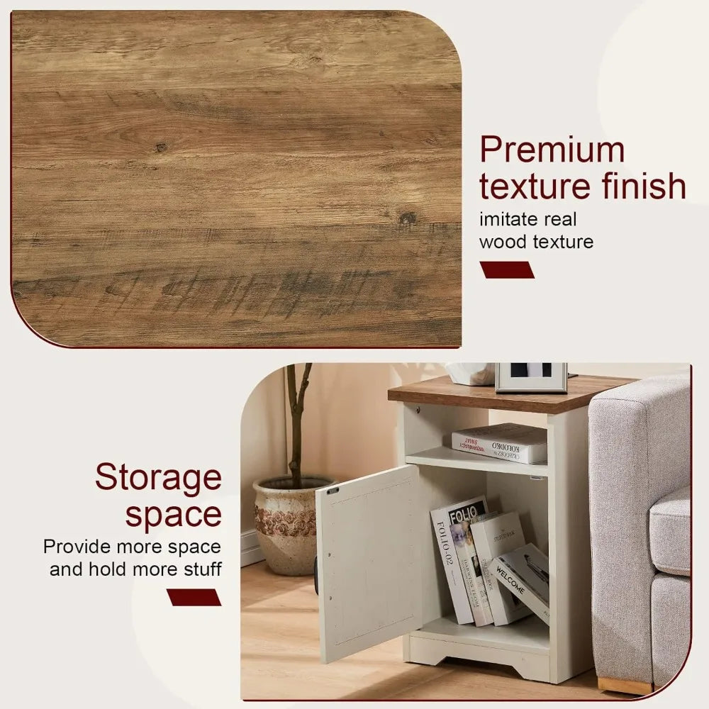 4-Piece Farmhouse Table Set with Barn Door TV Stand Coffee Table End Tables