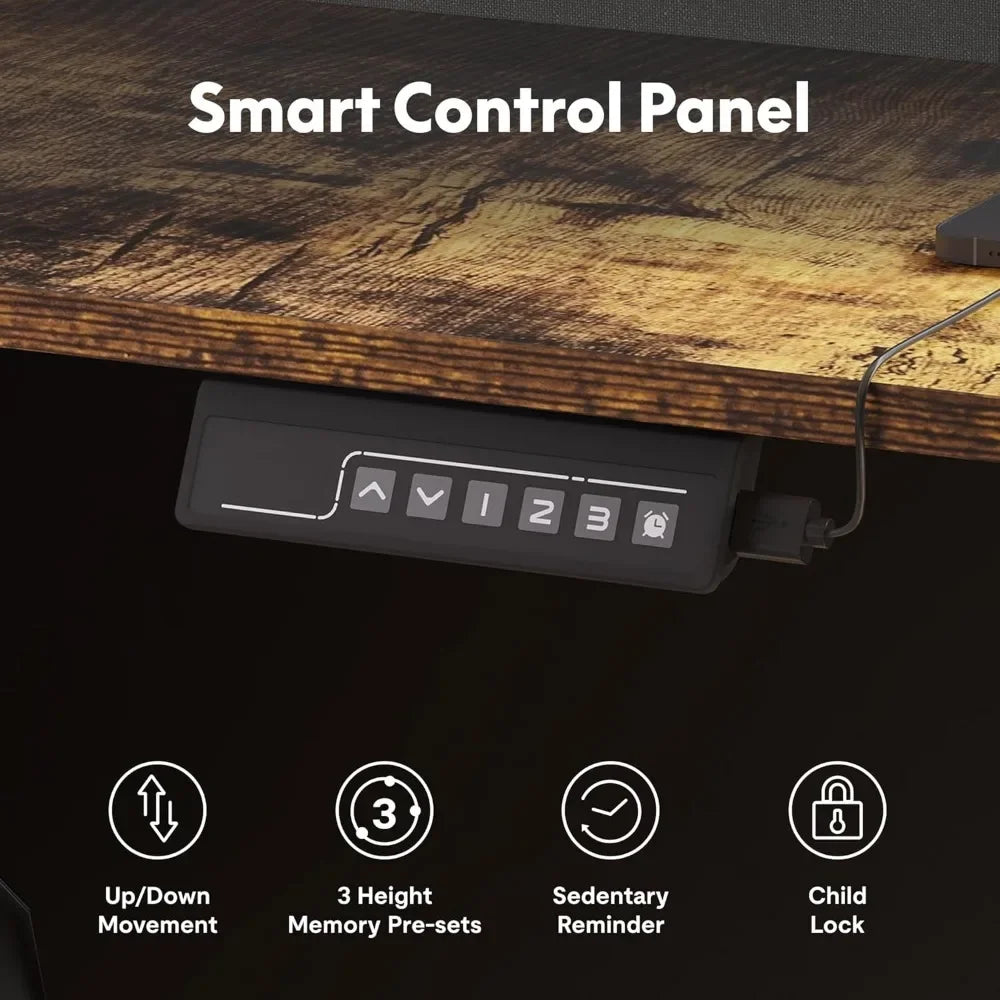 63 Inch L Shaped Electric Standing Desk with 4 Drawers and Shelf