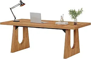 Large Executive Desk Modern Computer Office Table with Wooden Legs