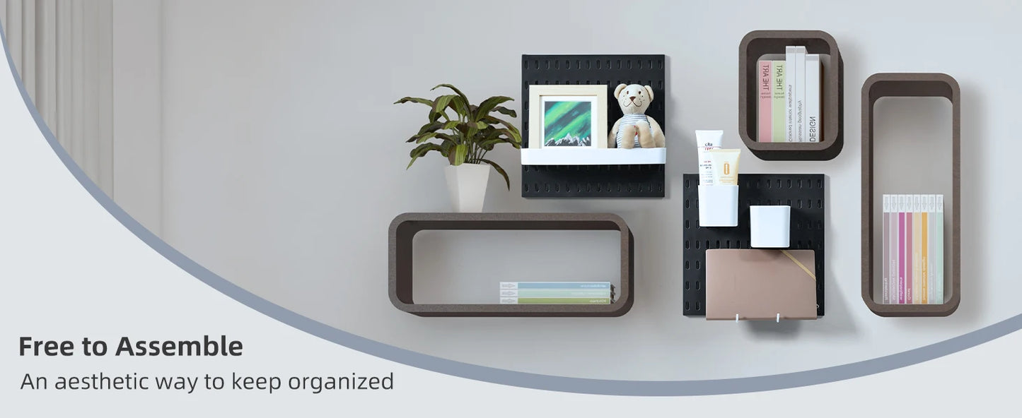 Deli 4pcs 22x22 Wall Organizer Kit with 17 Accessories for Storage