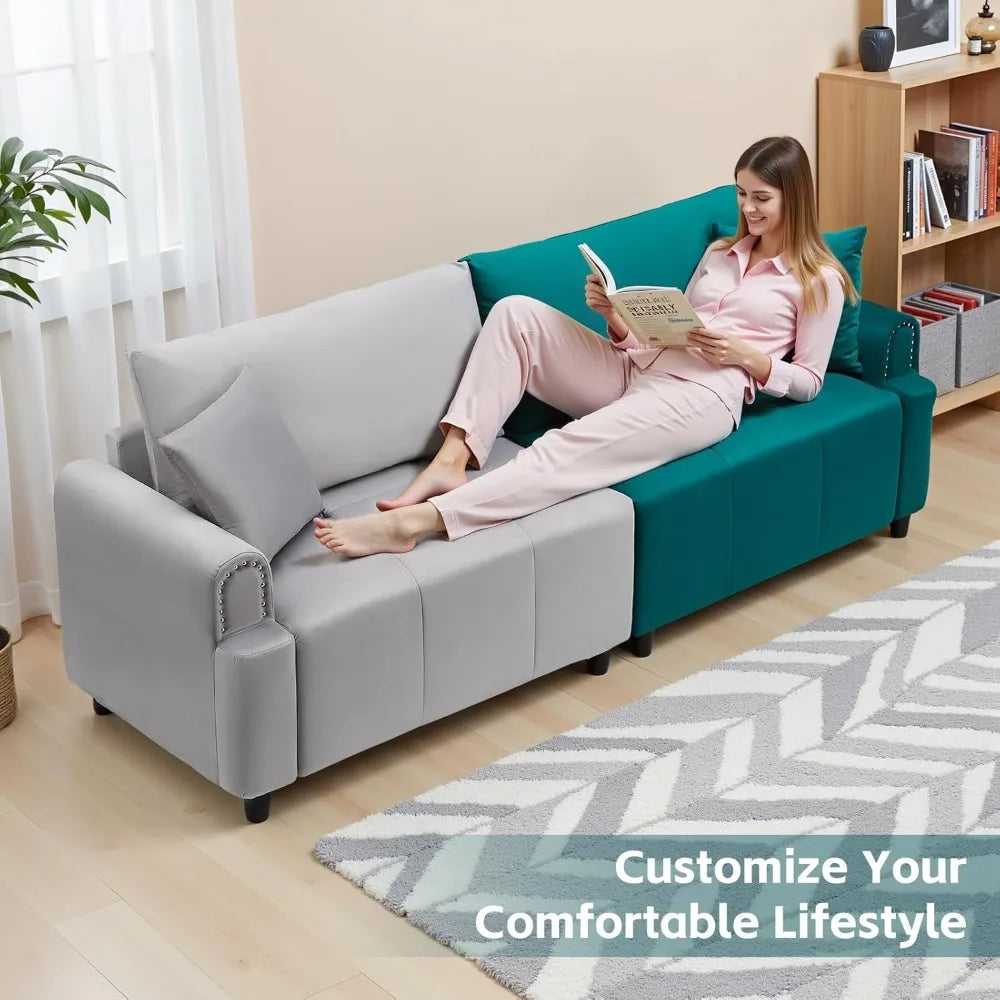 Ljustra 87 Inch Modular Sectional Sofa Velvet Sleeper USB Ports