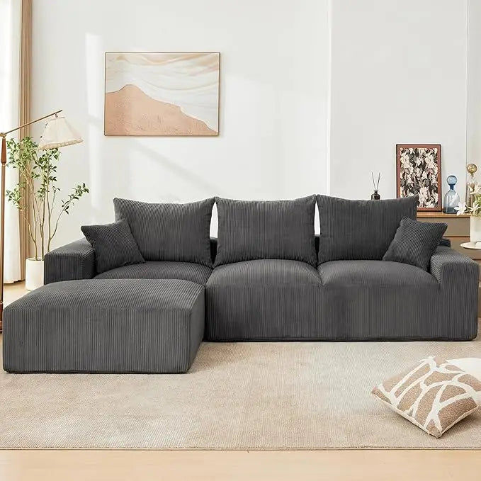 Luxury Modular 110" Sectional Sofa L-Shaped Cloud Couch Chaise Lounge