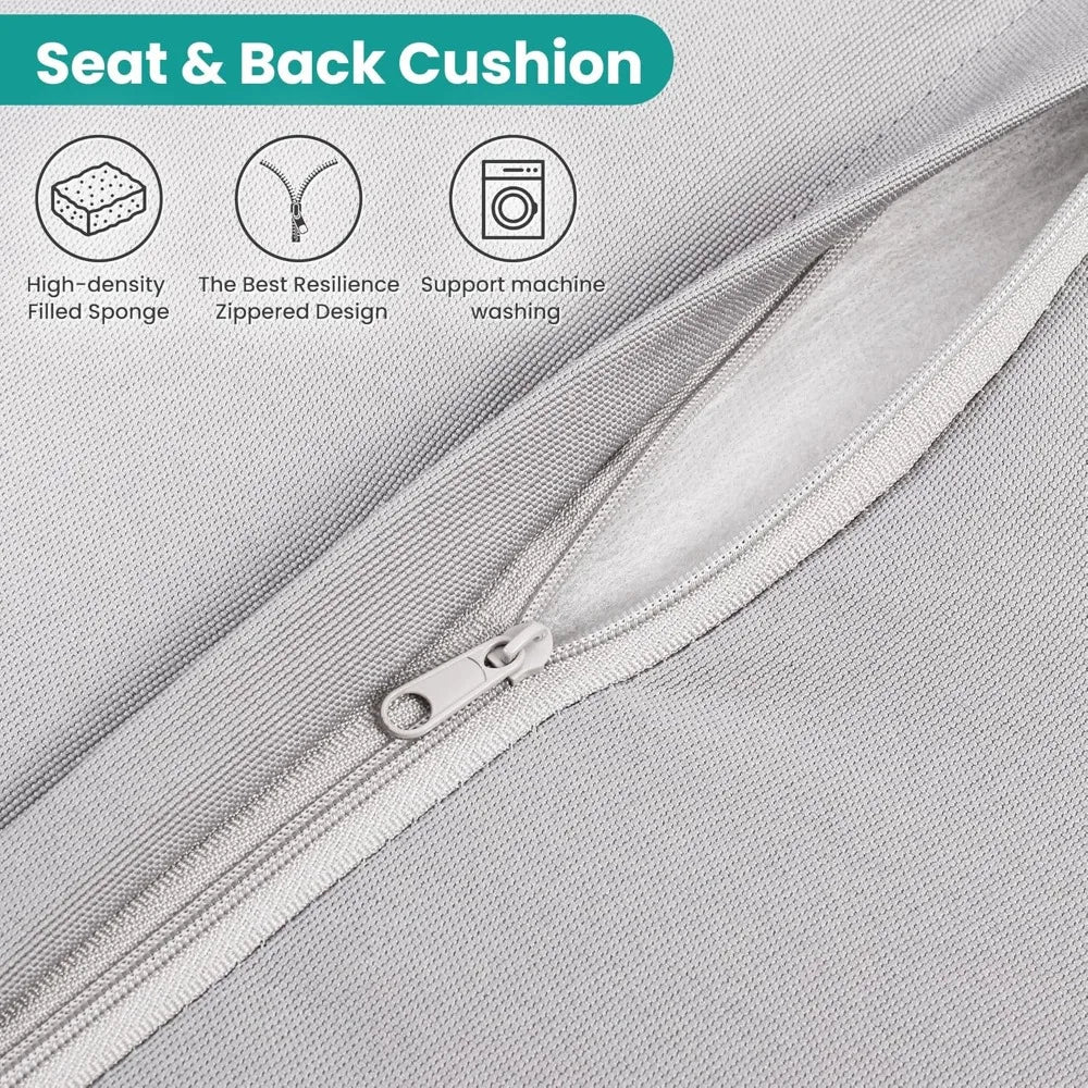 Ljustra 7 Piece Patio Furniture Set Outdoor Dining Table Chairs Ottoman