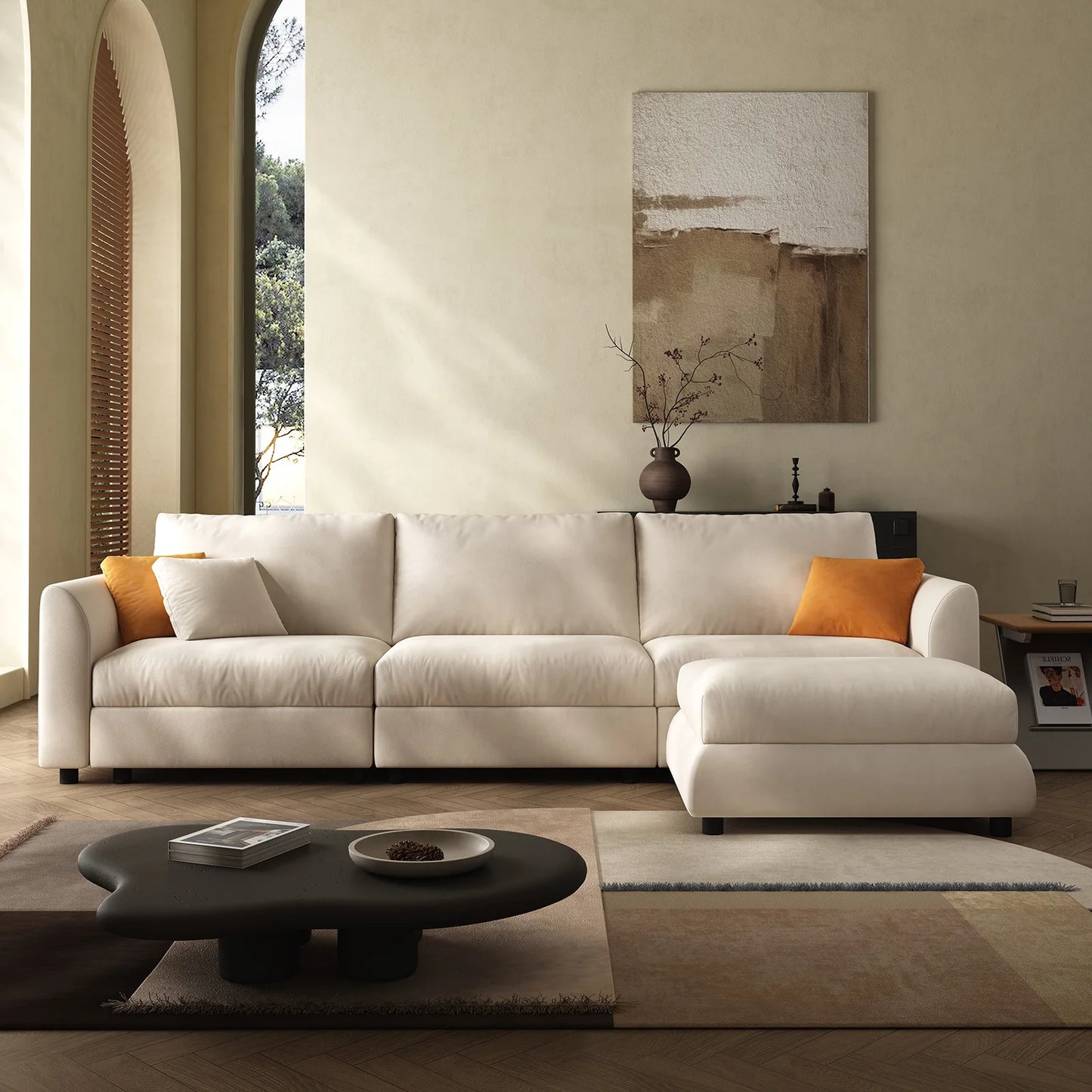 Ljustra Comfy Cloud Couch 108.2" Modern Sectional Sofa with Ottoman