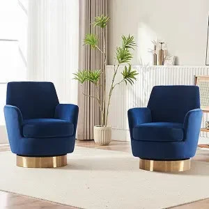 Swivel Barrel Chair Set of 2 Modern Velvet Accent Chairs 360 Degree