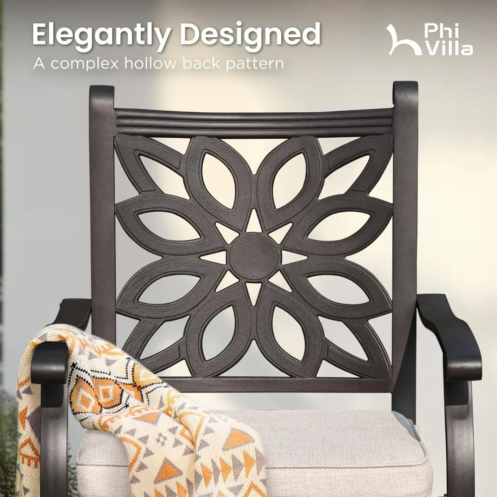 Patio Furniture Set 3 Pieces Cast Aluminum High Top Table Swivel Stools