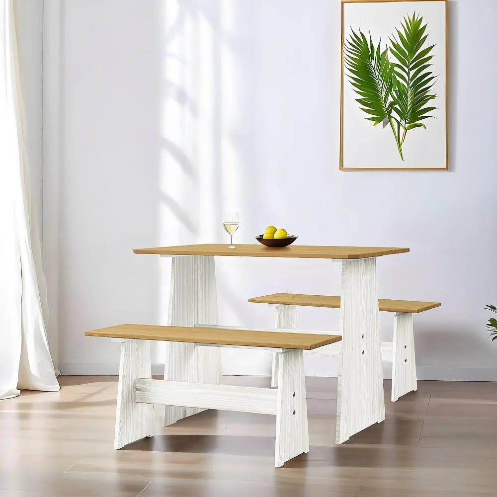 Ljustra Chapman 3 Piece Casual Dining Set Kitchen Table with Benches