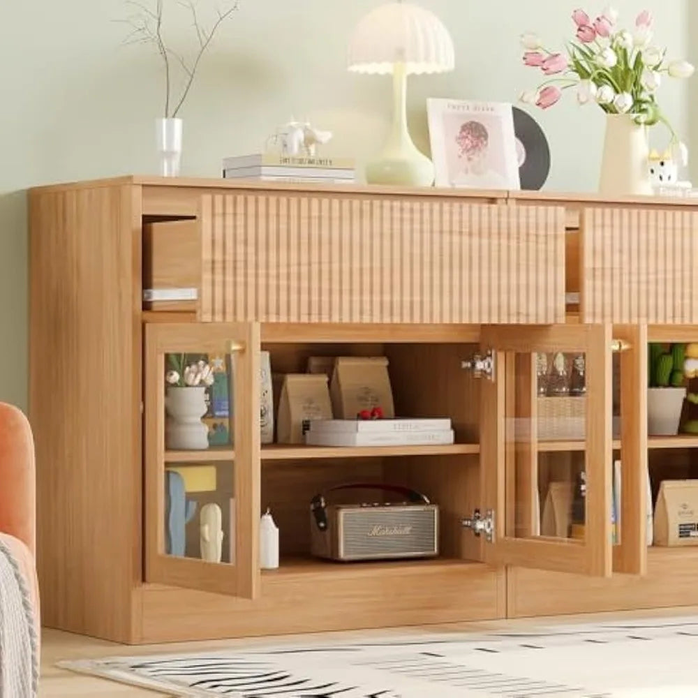 Large 4-Piece TV Stand with Bookshelves for TVs up to 75 Inches