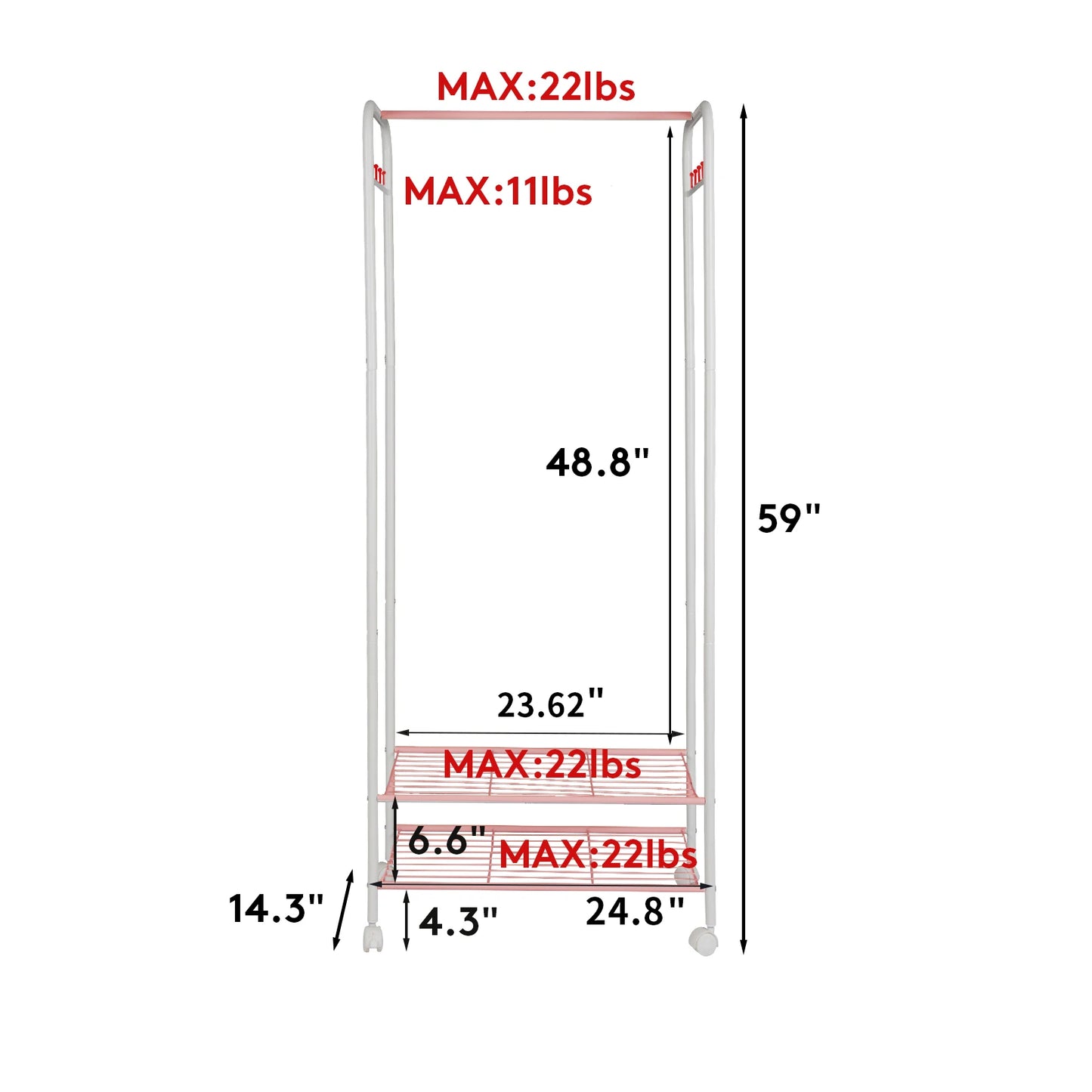 Industrial Pipe Clothes Rail Rack Heavy Duty Garment Stand Wheels