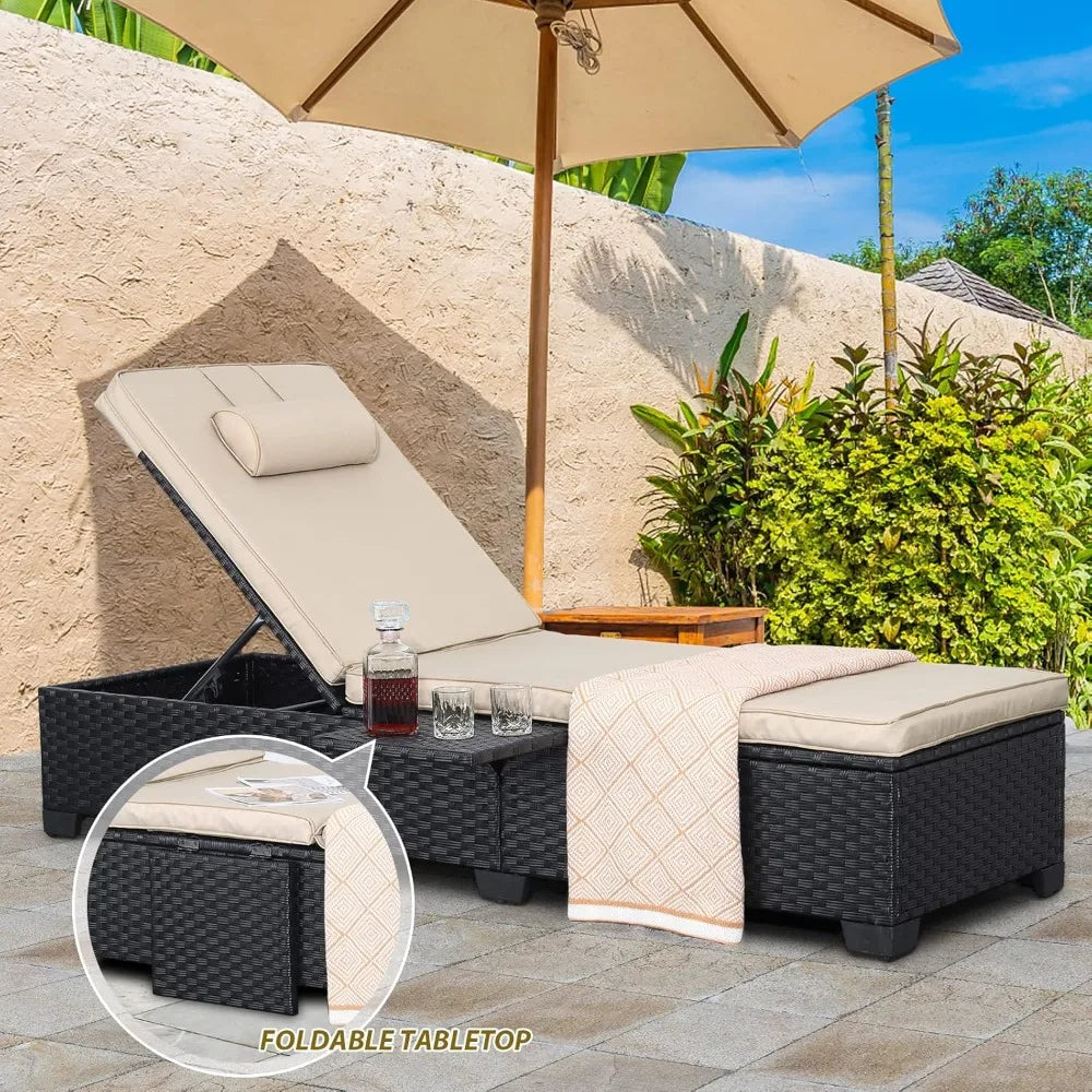 Outdoor Chaise Lounge Chairs Set of 2 Wicker Recliner Patio Furniture