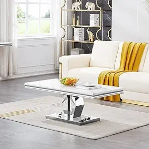 Modern Faux Marble Coffee Table Rectangular Living Room Center Table