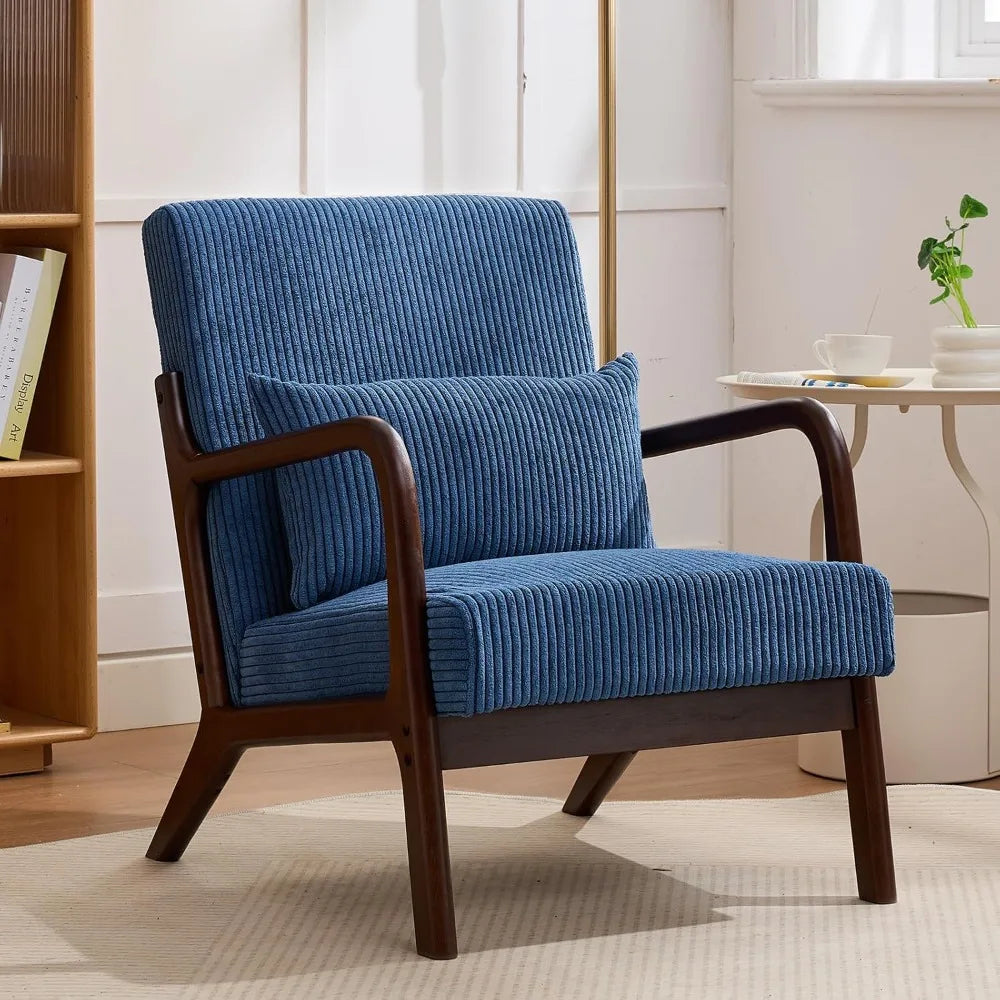 Mid Century Modern Accent Chair Corduroy Upholstered Reading Chair