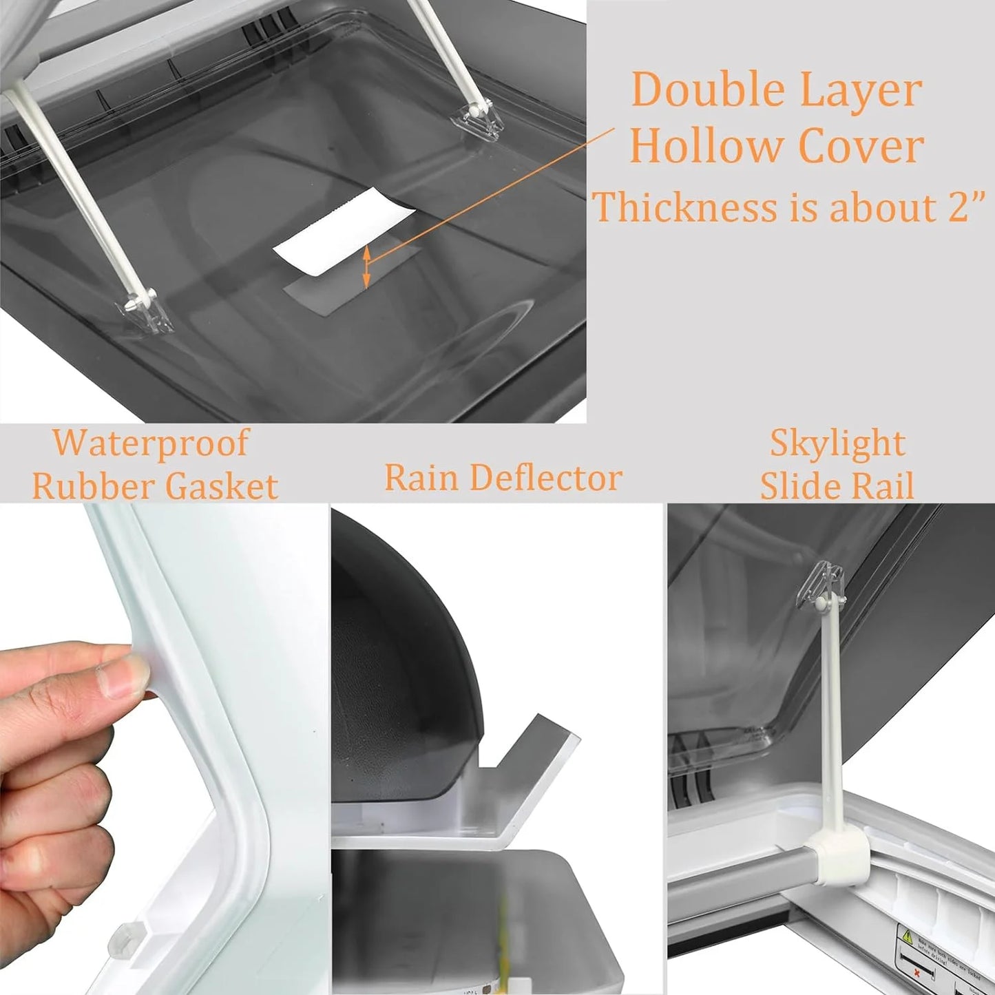 Camper Window RV Skylight with LED Sun Blinds Screen for Trailers