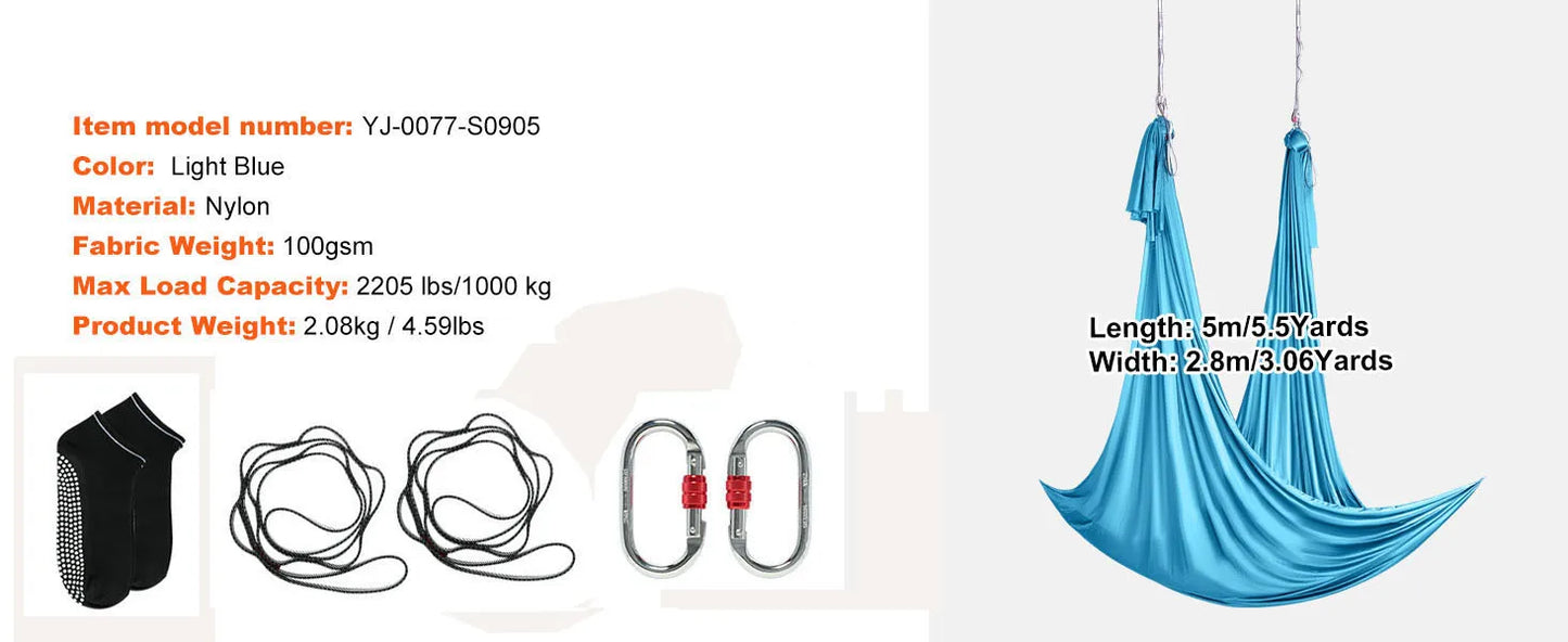 Ljustra Aerial Yoga Hammock Swing 5.5 Yards Full Rigging Hardware Fitness