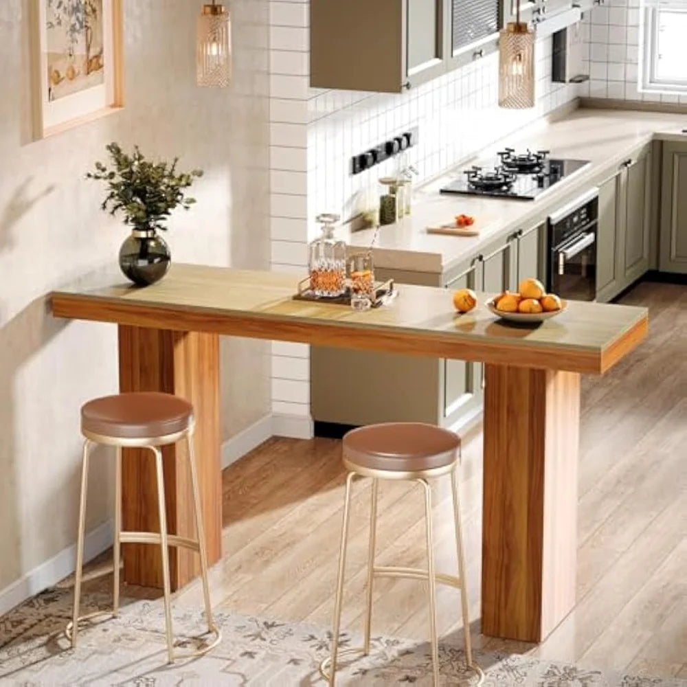 Long Bar Table 62.9 Inch Rectangular Counter Height Pub Table Kitchen