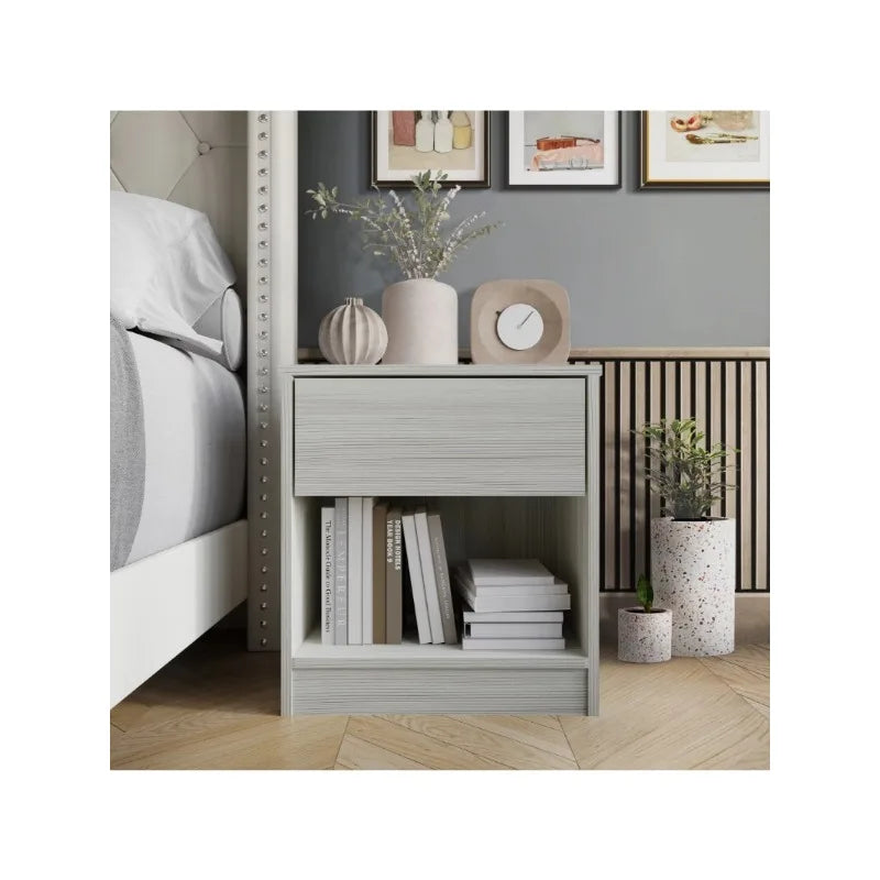Versatile Wood Side Table Minimalist Nightstand with Drawer for Living Room