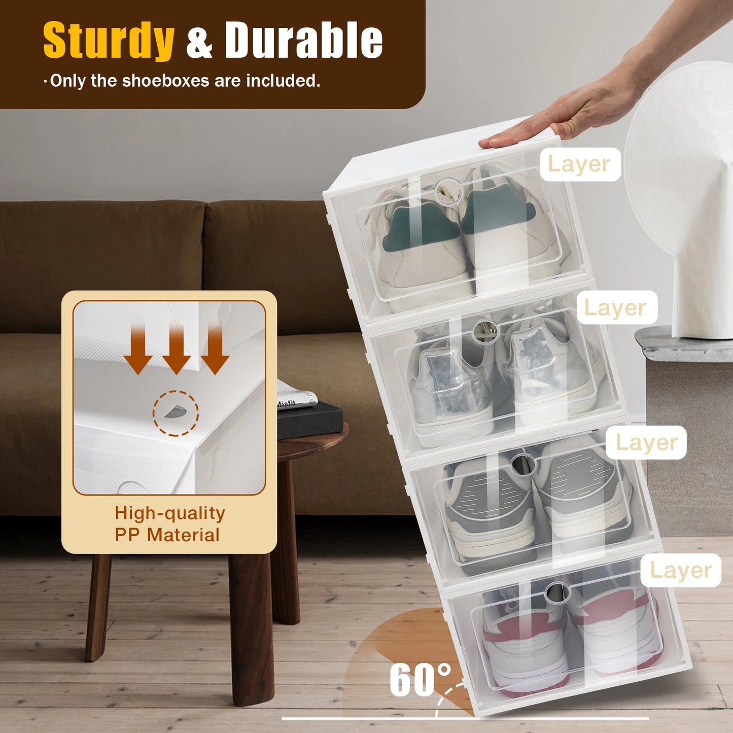 24 Pcs Stackable Transparent Shoe Box Dustproof Storage Organizer