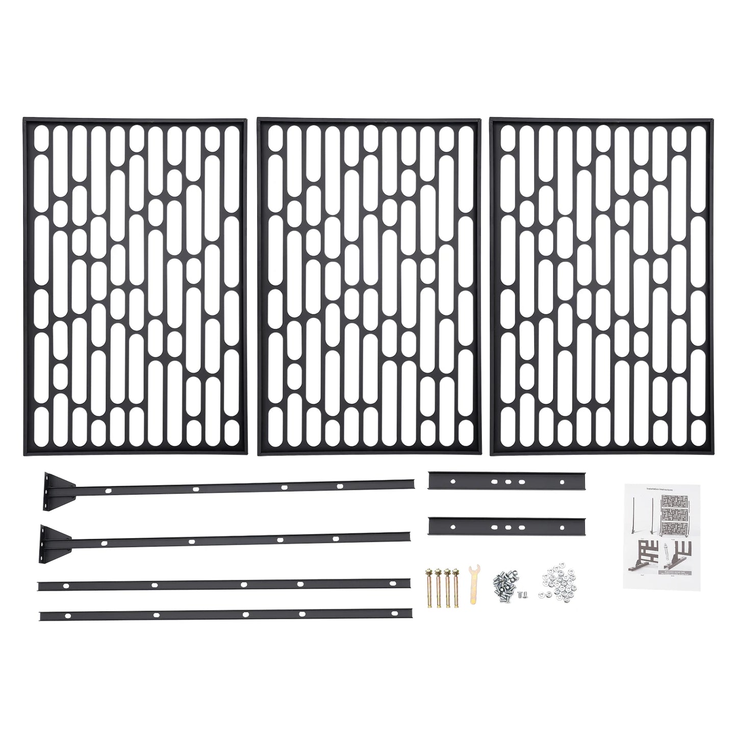 3-Panel Privacy Screen Freestanding Steel Fence Indoor Outdoor Decor