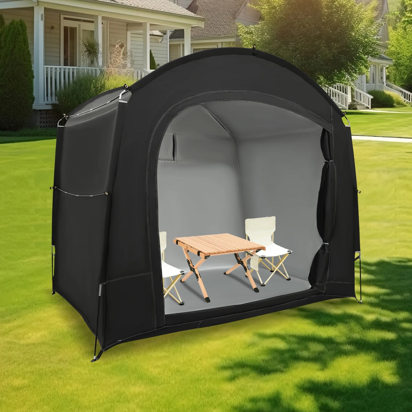Weather Resistant Portable Bike Storage Shed for 3-4 Bikes Easy Setup