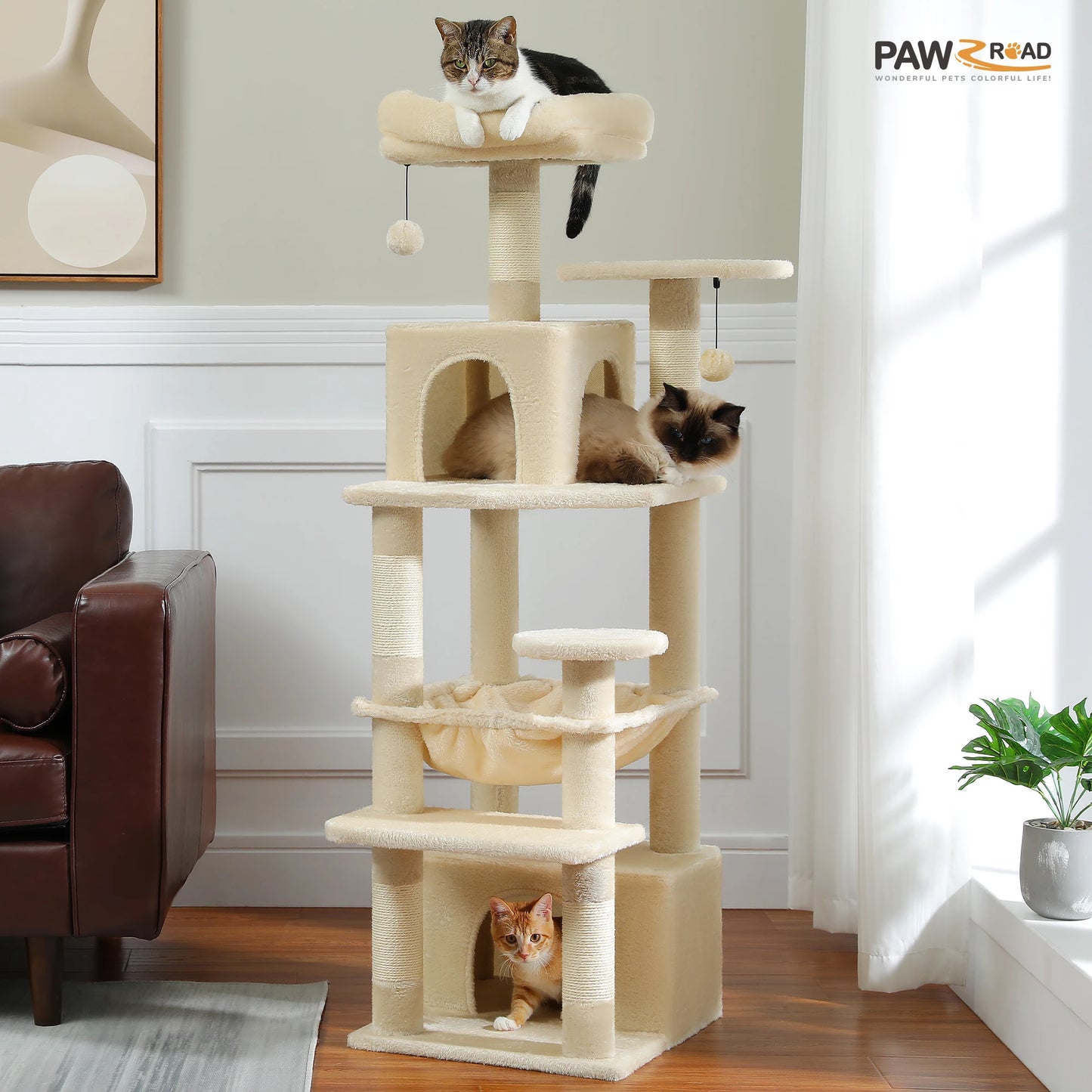 Large Cat Tree Tower Indoor Cats Scratching Posts Hammock Condo Toys