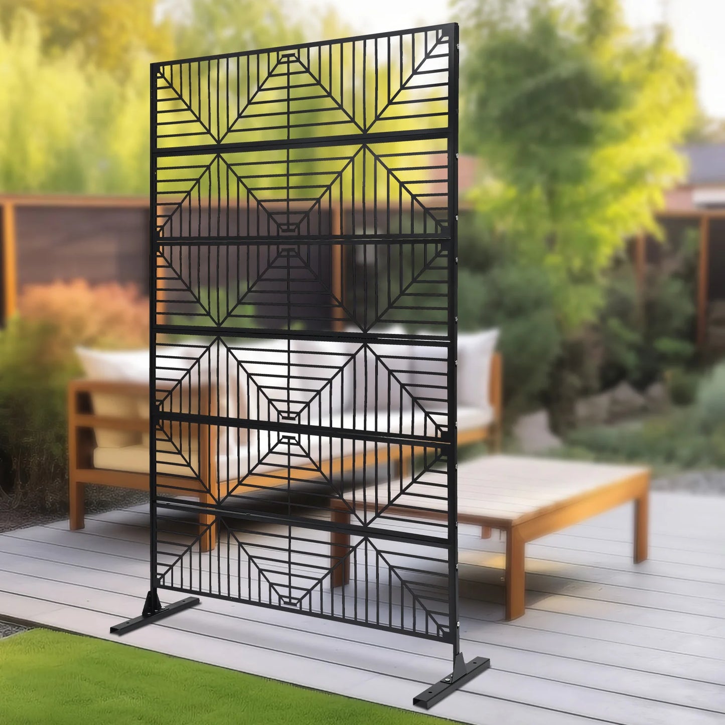 Outdoor Privacy Screen 3.72x5.94ft Steel Fence Elegant Design