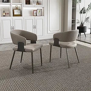 Modern Dining Chairs Set of 2 Upholstered Leisure Chairs Wood Legs