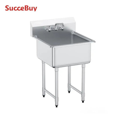 SucceBuy Stainless Steel Kitchen Utility Sink with Faucet for Home Restaurant
