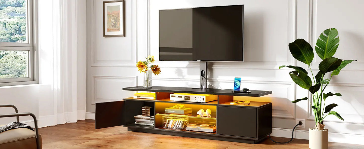 Modern TV Stand with Mount and Power Outlet for 32-70 inch TVs