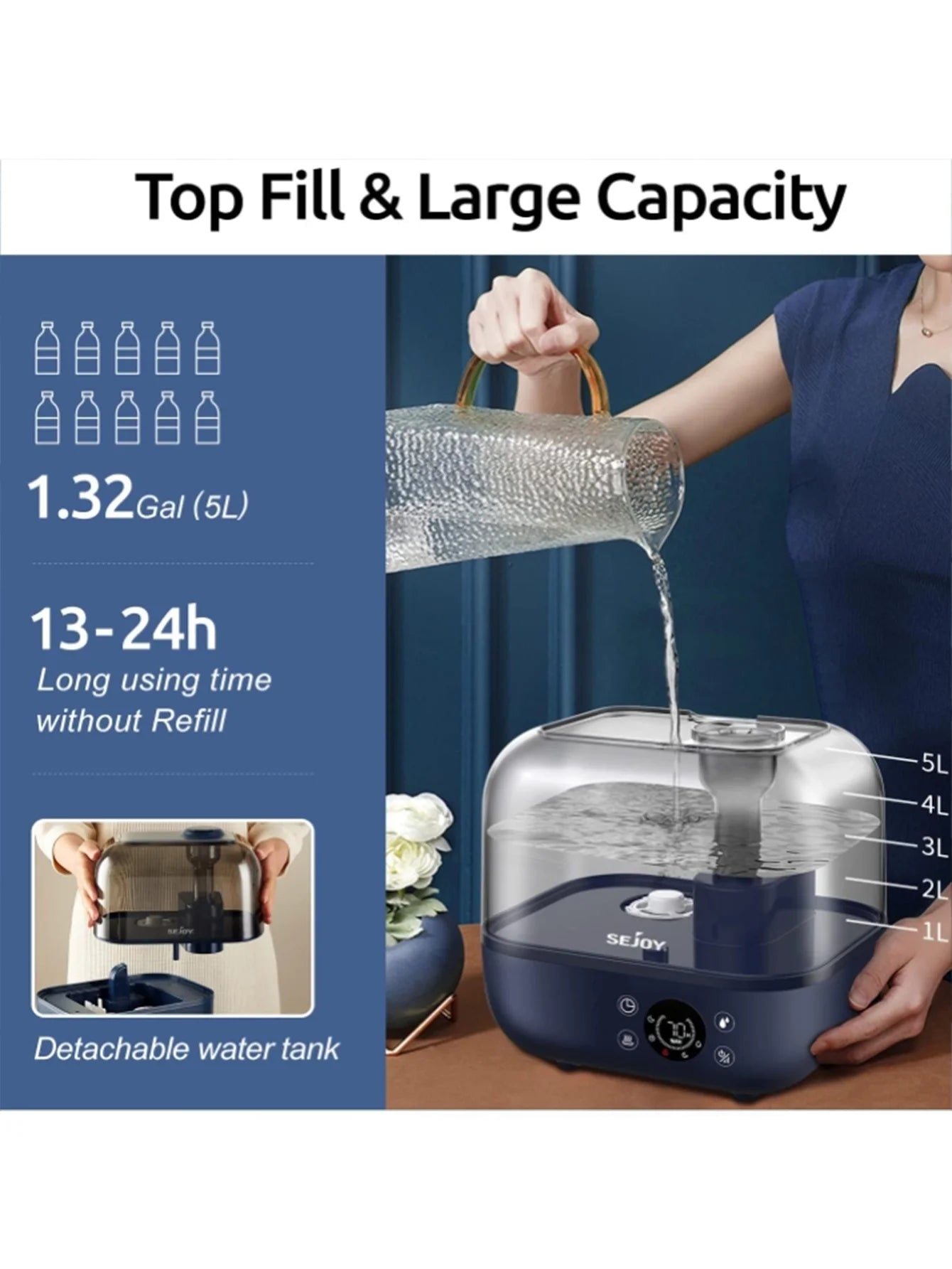 Ljustra 5L Humidifier Ultrasonic Aromatherapy Diffuser for Home