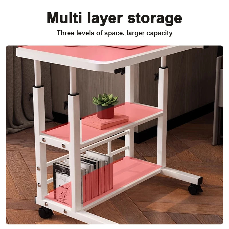 Height Adjustable Mobile Computer Desk Standing Desk with Wheels