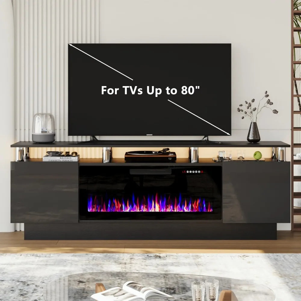 Fireplace TV Stand with 36 Inch Electric Fireplace Modern Living Room