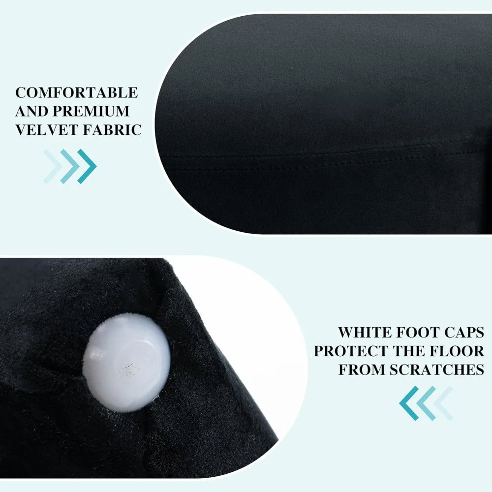 Ljustra Velvet Ottoman Modern Round Vanity Stool Soft Foot Rest Chair