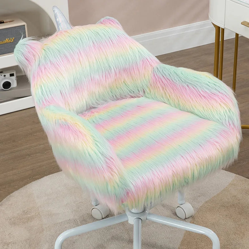 Ljustra Fluffy Unicorn Office Chair Kids Desk Chair with Armrest Support