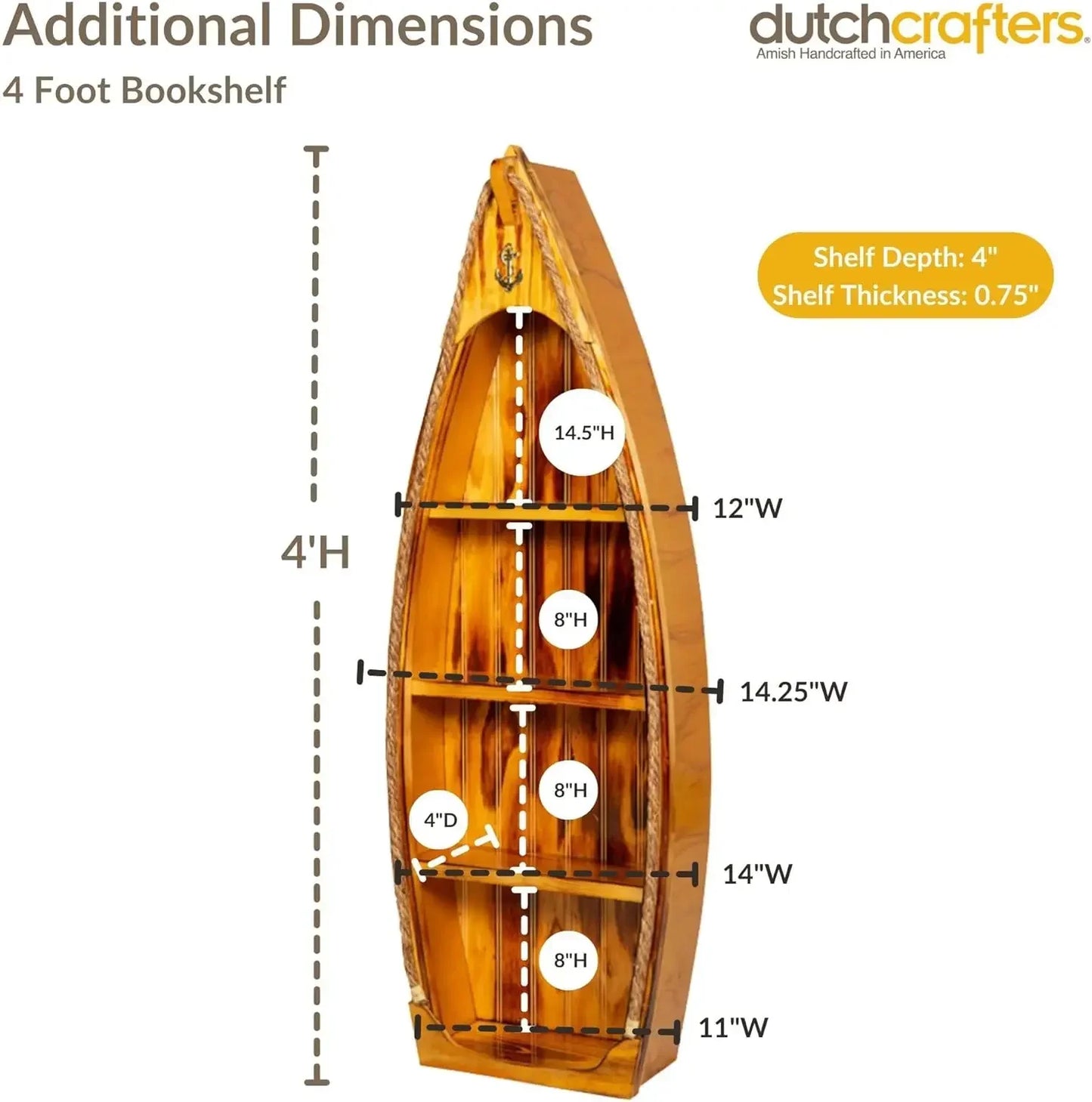 6 Foot Tall Wooden Coastal Sailboat Bookcase Nautical Room Decor