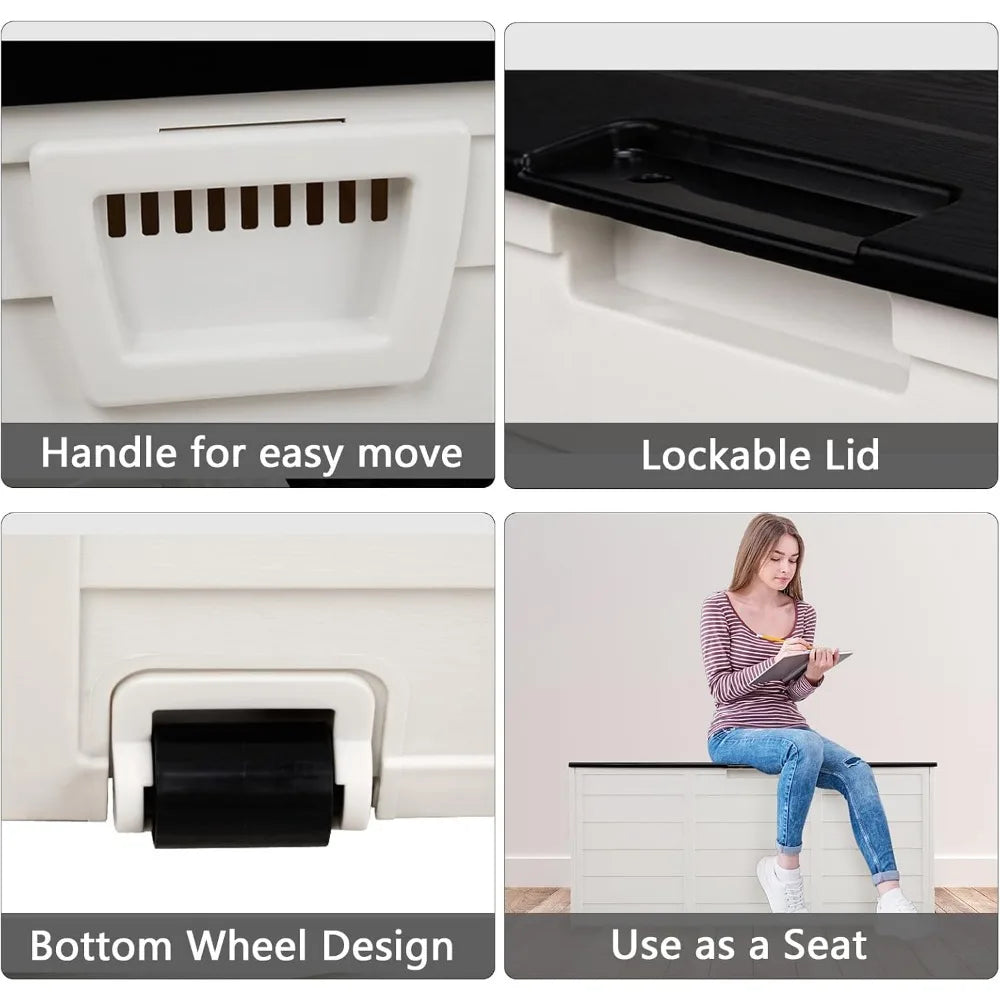 Ljustra 75 Gallon Outdoor Storage Box Waterproof Deck Box with Wheels