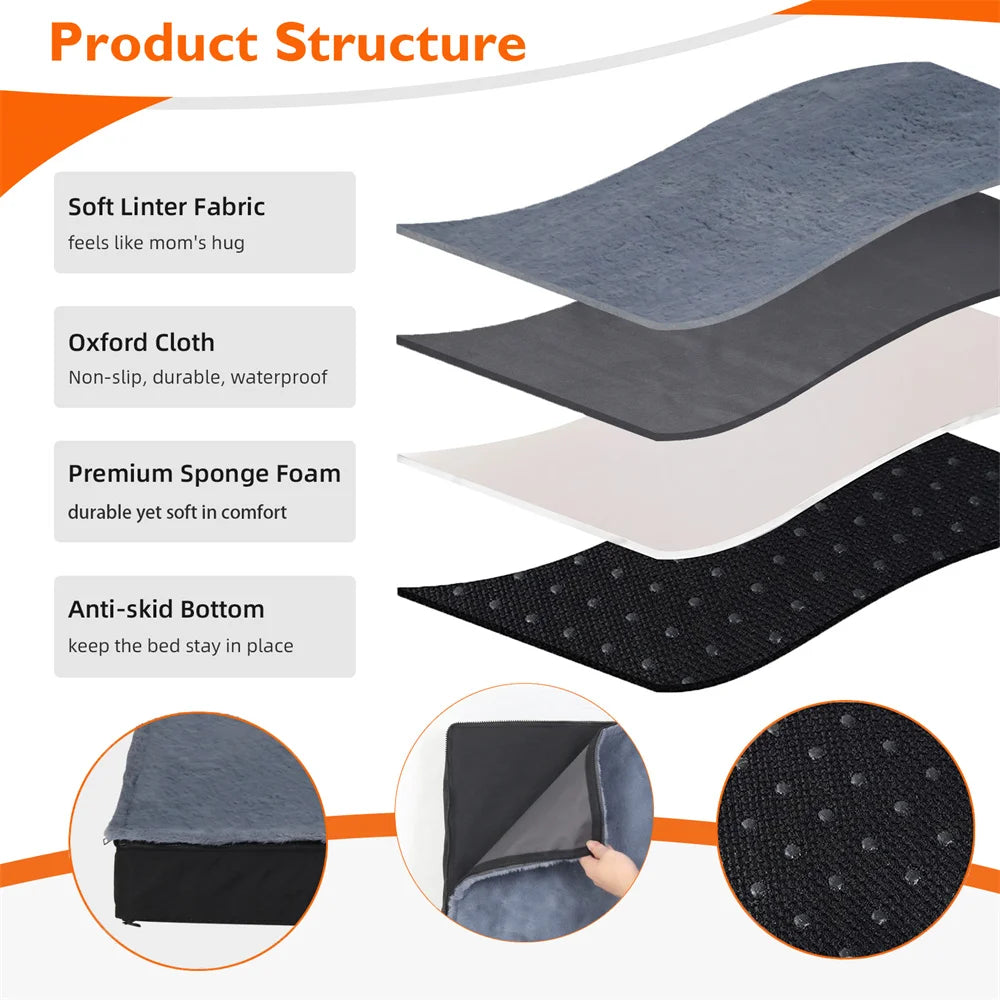 Large Orthopaedic Waterproof Dog Bed Removable Washable Cover Indoor Outdoor