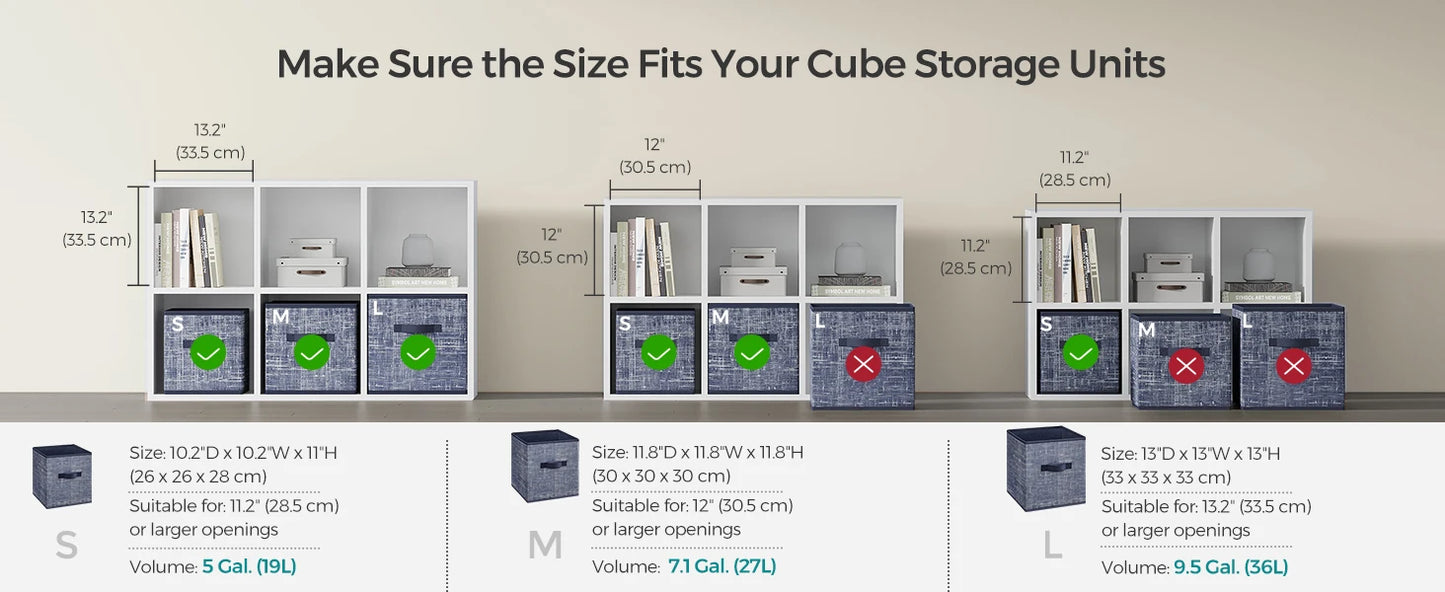 Ljustra Storage Cubes Set of 6 Foldable Non-Woven Fabric Bins Organizers