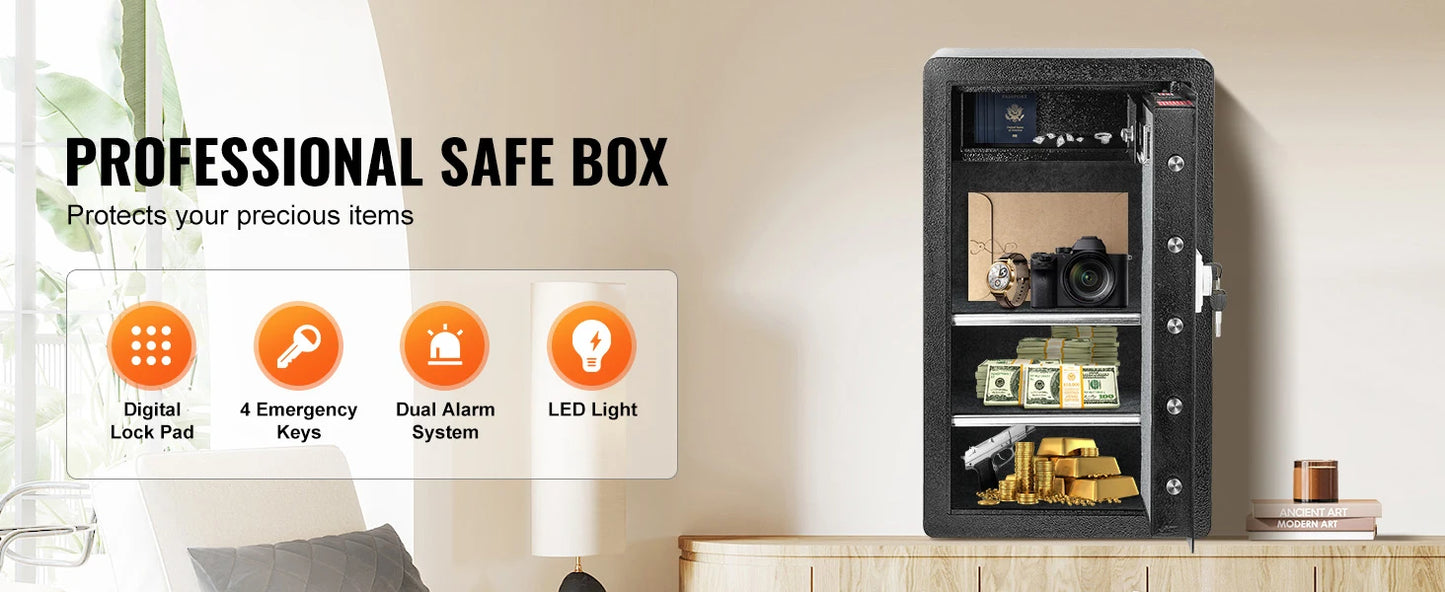 SucceBuy 4.0 cu.ft Safe Box with Key Lock Fingerprint LED Light