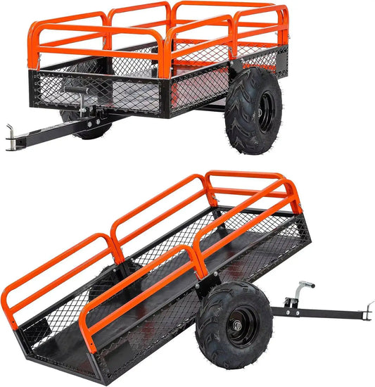 Ljustra Utility Trailer ATV Cart Dump Cart Tow Behind for Lawn Mower