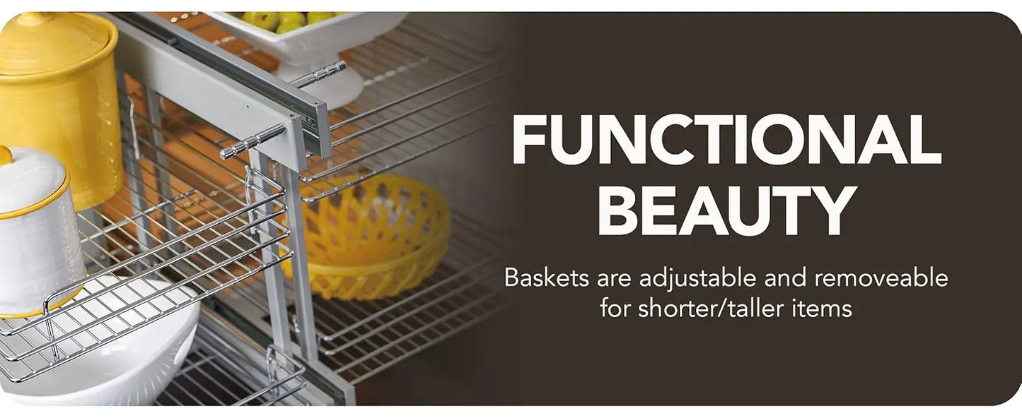 Tier Pullout Shelf Storage Organizer for Kitchen Bathroom Cabinets 18in