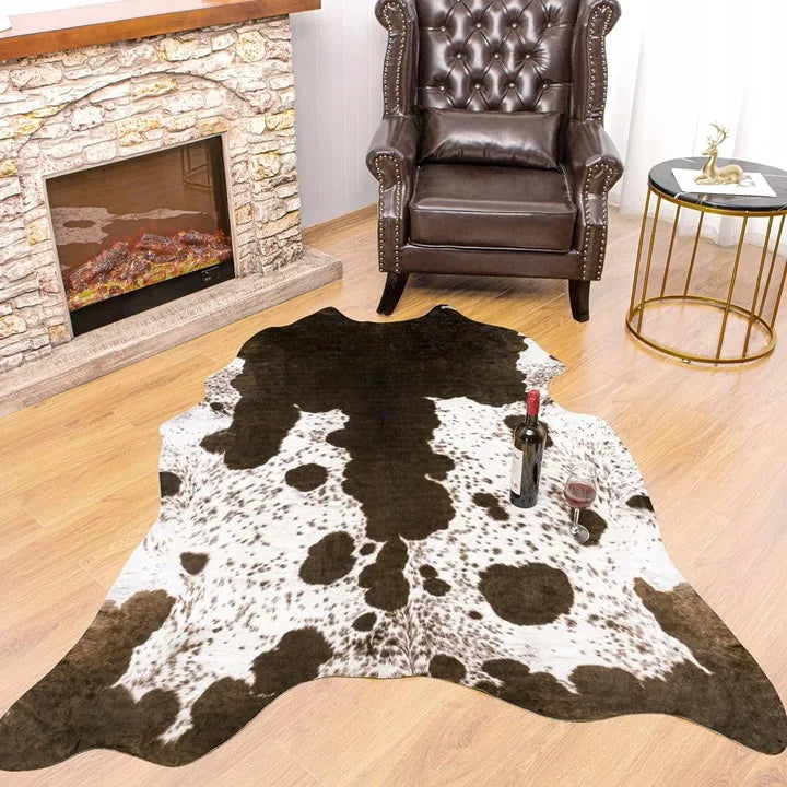 American Style Animal Print Faux Fur Cowhide Rug for Living Room Bedroom