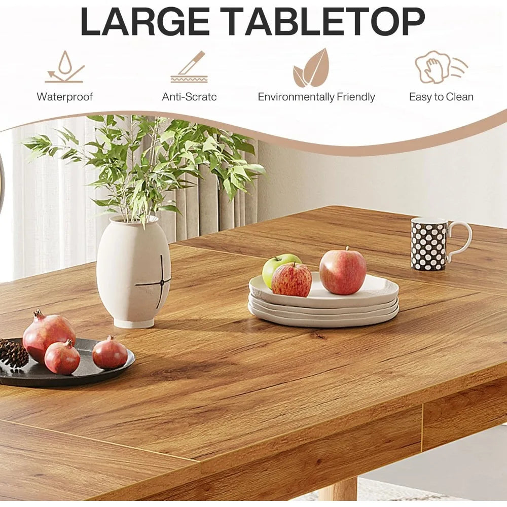 Modern Dining Table for 4-6 People Rectangular Kitchen Table