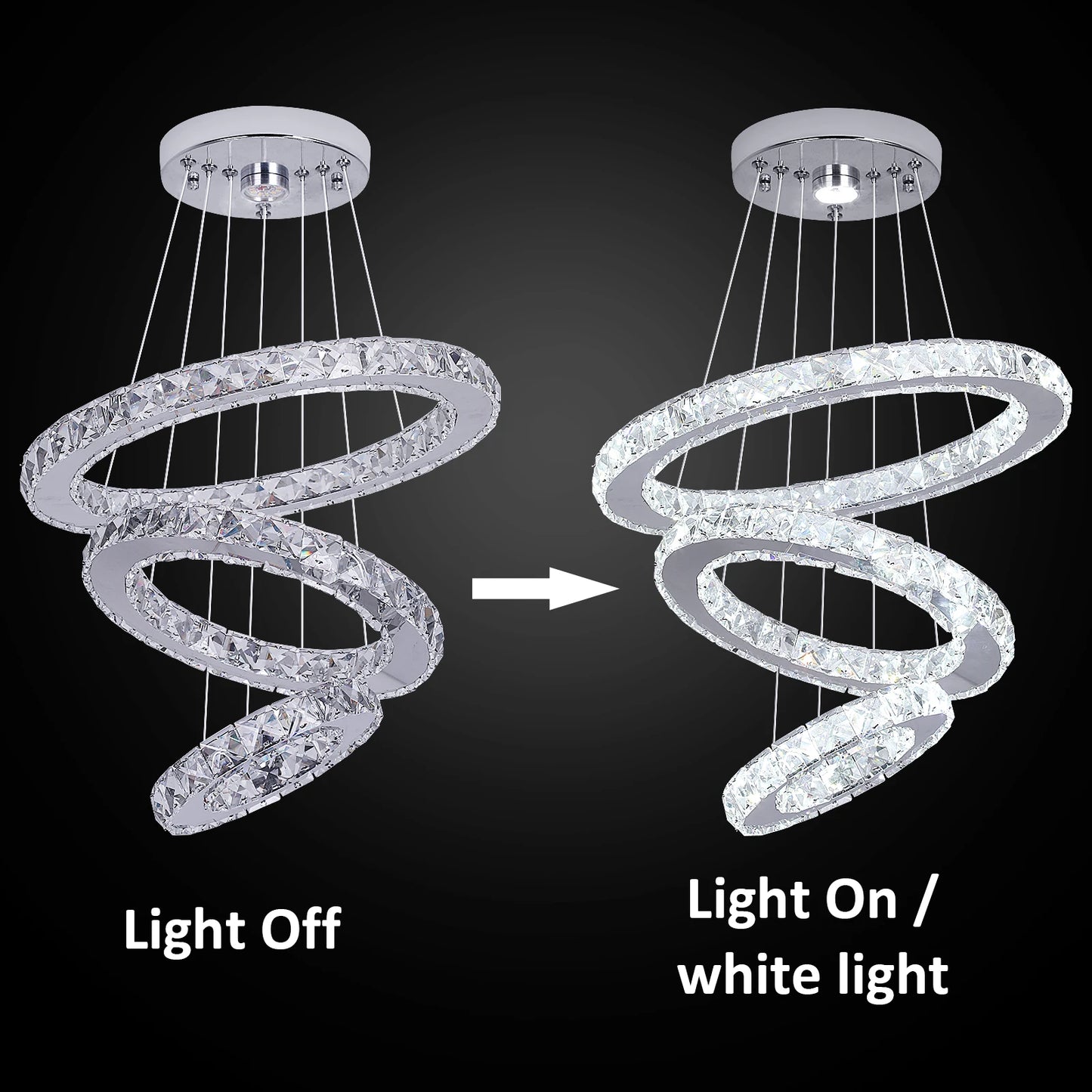 Luxury Crystal LED Chandelier 5 Ring Modern Ceiling Light Fixture