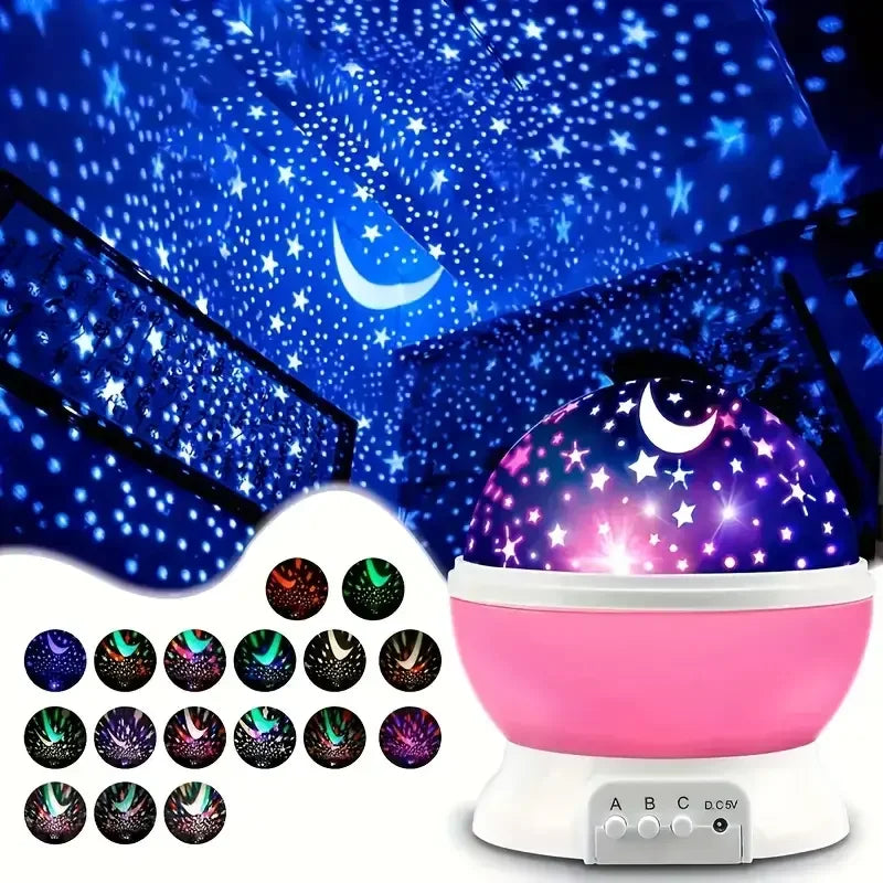 USB Starry Night Light Projector 360° Rotatable 9 Color Modes